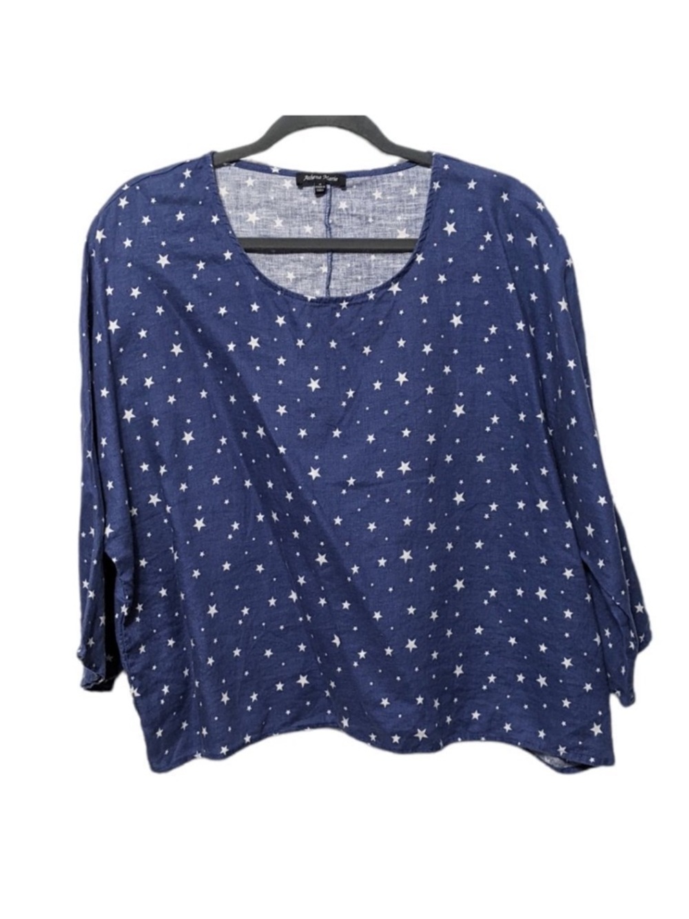 ATHENA MARIE Linen Star Print Boxy Top M